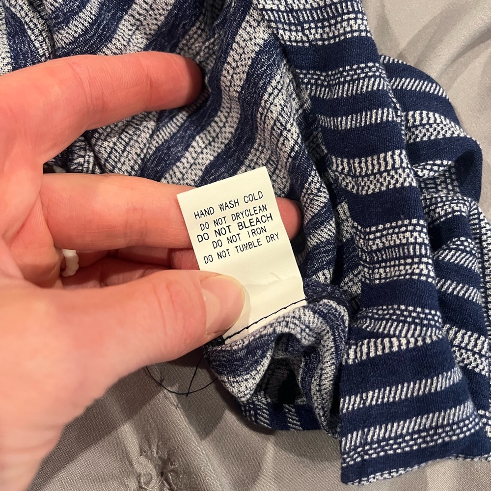 Blue and White Striped Garment